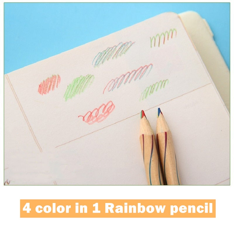 10 Pcs/Lot Rainbow Color Pencil 4 In 1 Colored Pencils for Drawing Stationery Drawing Office Material School Supplies A6292