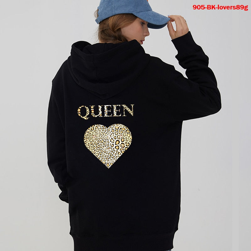 Women Hoodies King Queen Printed Sweatshirt Lovers Couples Hoodie Fashion Hooded Sweatshirt Matching Casual Pullovers Tracksuits