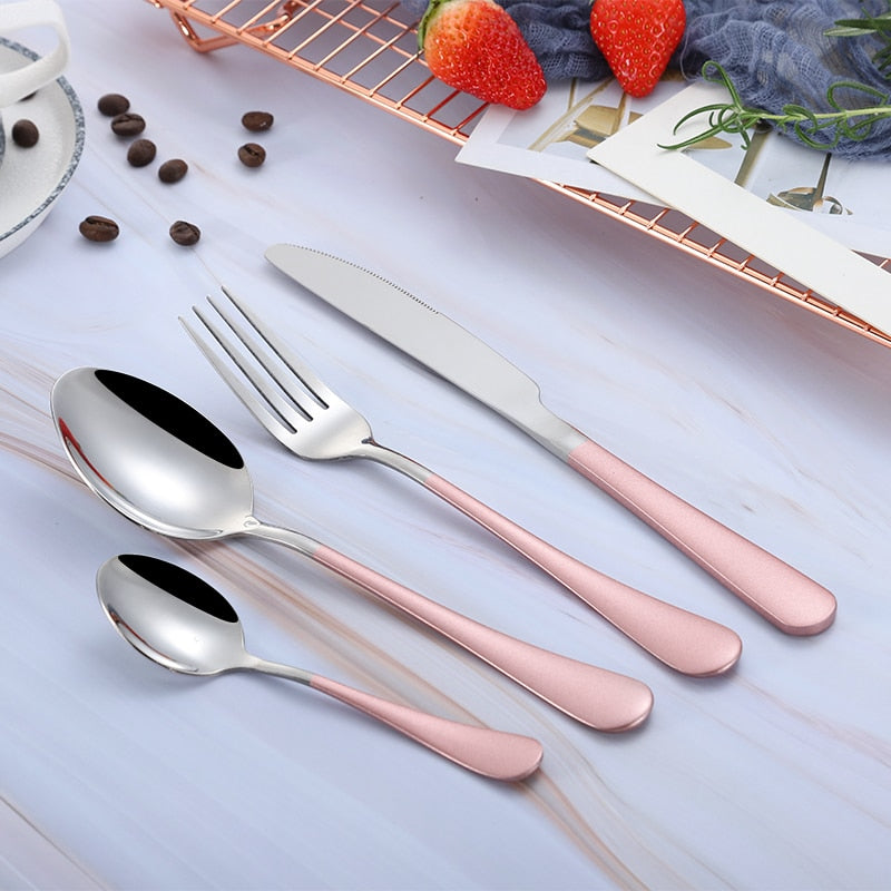 Dinnerware Forks Knives Spoons Cutlery Set Fork Stainless Steel Spoon Kitchen Cutlery Black Cutlery Set