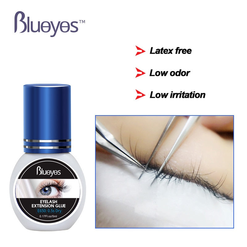 Lashes Glue For Eyelash Extensions 5ml 0.5 Second Fast Dry Long Lasting No Irritant Professional Black False Eyelashes Adhesive