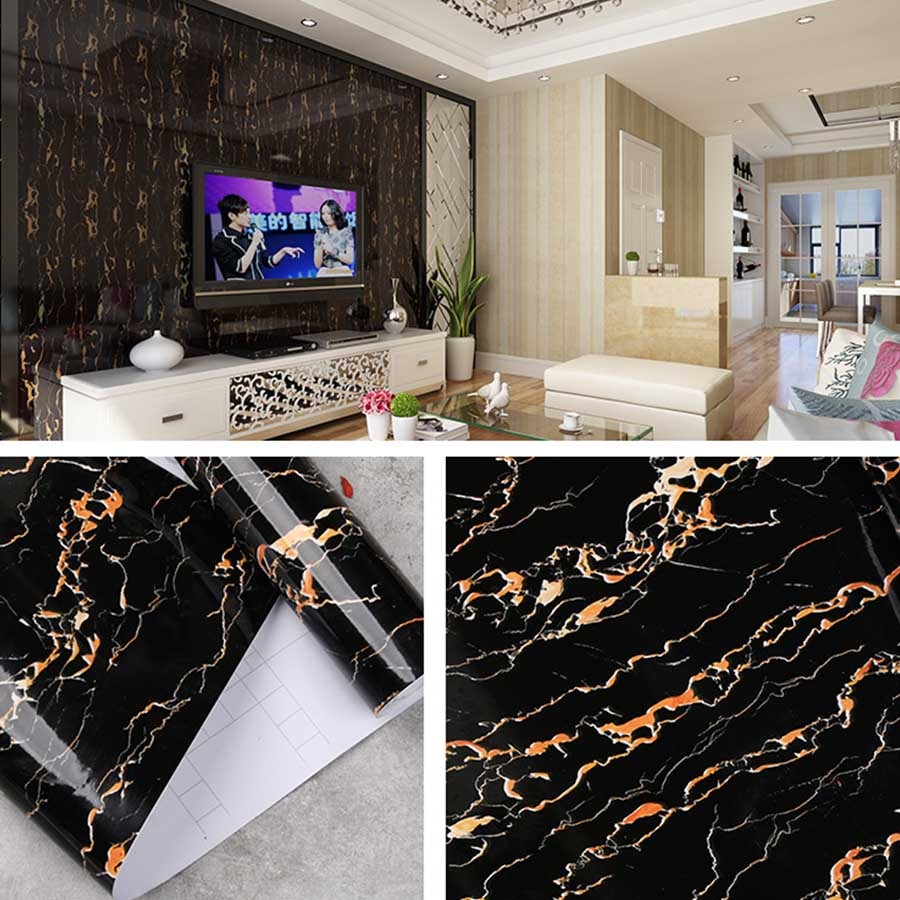 Modern Marble Wall Stickers Bathroom Waterproof Kitchen Oilproof Bar Counter Decorative Film Self-Adhesive Furniture Wallpaper