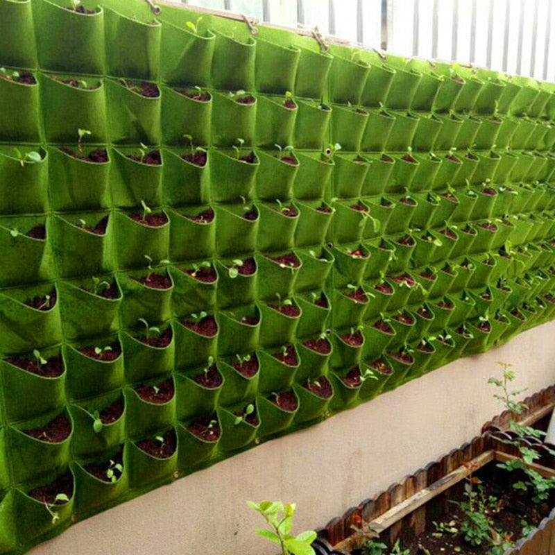 18/36/49 Pockets Hanging Green Grow Bag Planter Vertical Garden Vegetable Living Garden Bag Planter Growing Bags Flowers Supply