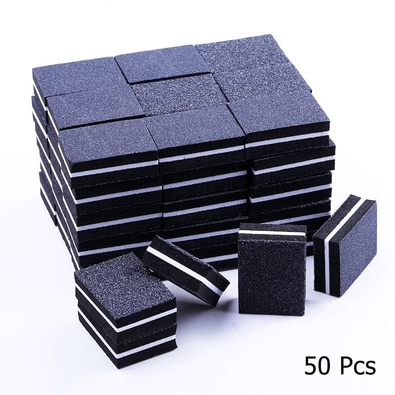 10/25/50pcs lot Double-sided Mini Nail File Blocks Colorful Sponge Nail Polish Sanding Buffer Strips Polishing Manicure Tools