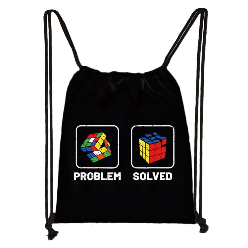 Magic Cube Print Drawstring Bag Cubo Magico Storage Bags for Travel  Math Formula Boys Girl School Backpack Kids Daypack Bookbag