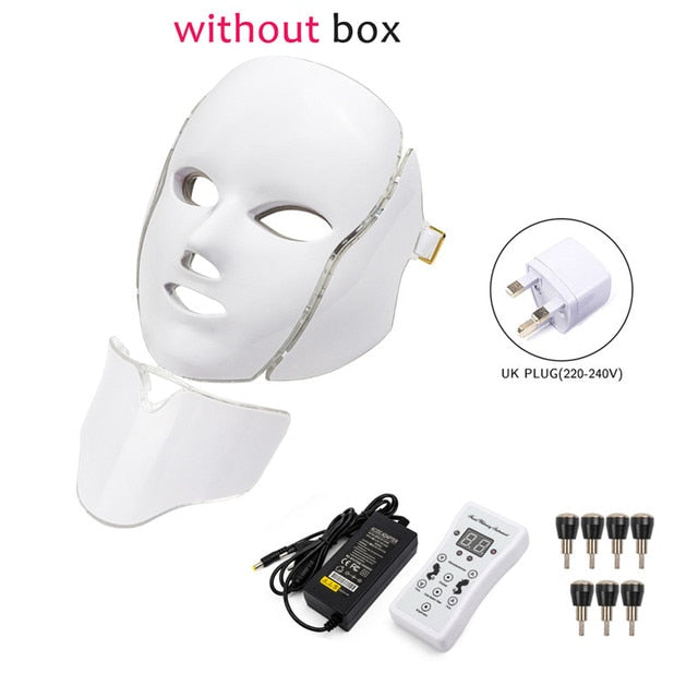 7 Colors Light Led Facial Mask Red Light Therapy Beauty Device with Neck Skin Rejuvenation Skin Care Anti Acne Whitening Machine