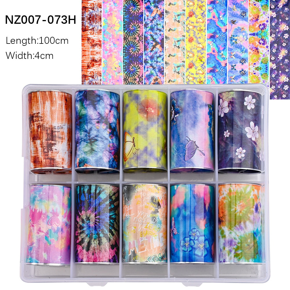 50pcs/Lo Holographic Transfer Foil Stickers 4*20cm Random Decals 30pc Flower Transferring Wraps Slider Nail Transfer Foil Decors