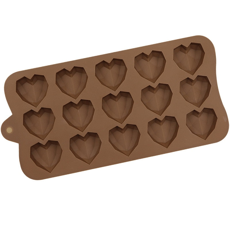 Diamond Heart Silicone Chocolate Mold DIY Cake Accessories Molds Kitchen Ice Cubes Biscuit Pastry Manual Baking Mould