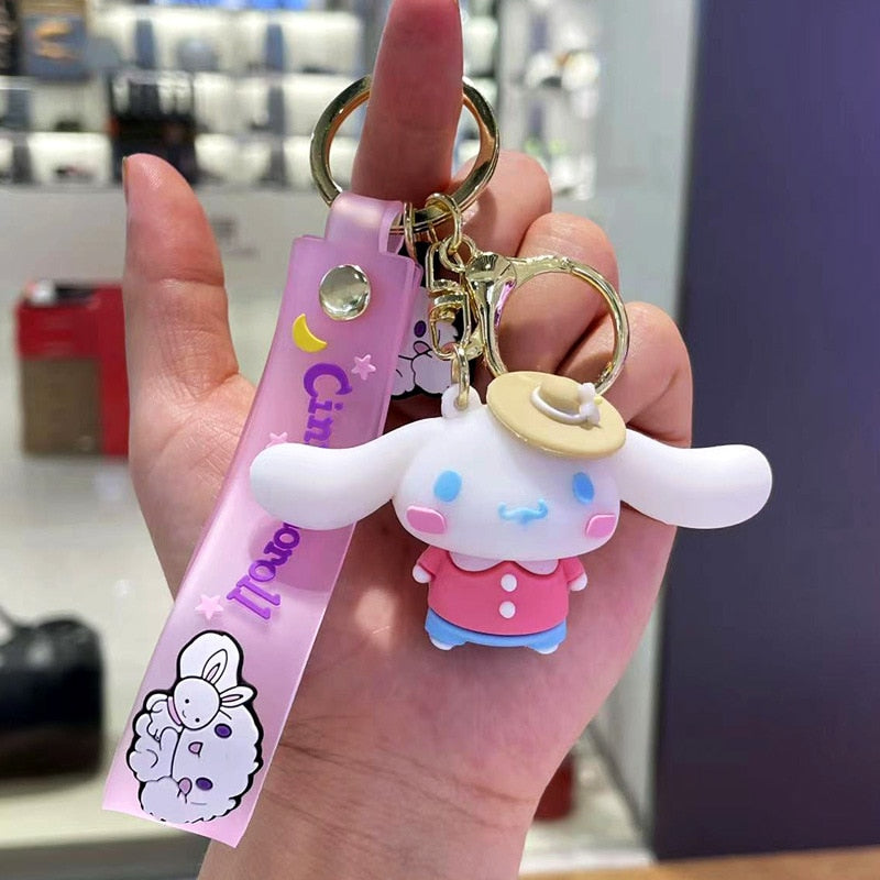 Fashion Kawaii Kuromi Melody Cinnamoroll Hello Kitty Pompompurin Keychain Sanrio Anime School Bag Charm Cartoon Key Ring Pendant