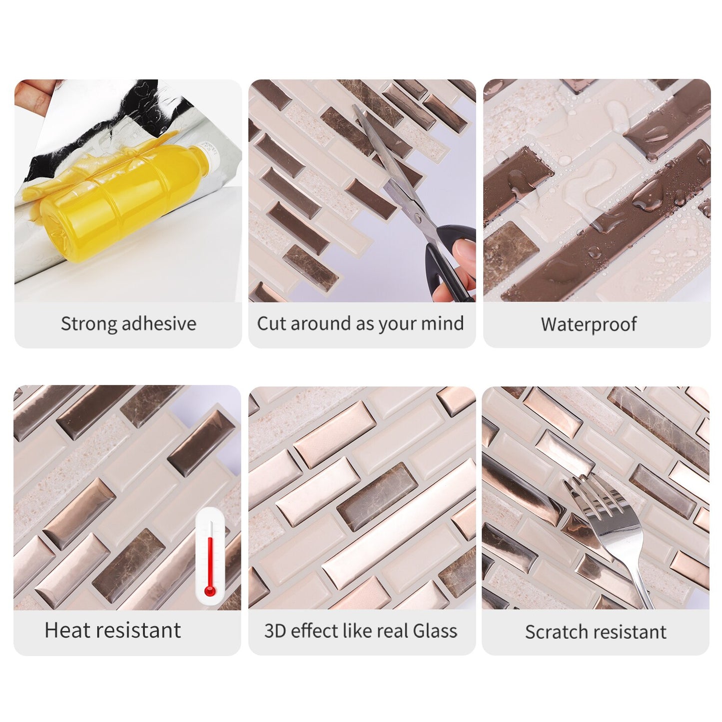 Moroccan Self Adhesive Waterproof Kitchen Bathroom Vinyl Mosaic Peel And Stick Tile Stickers