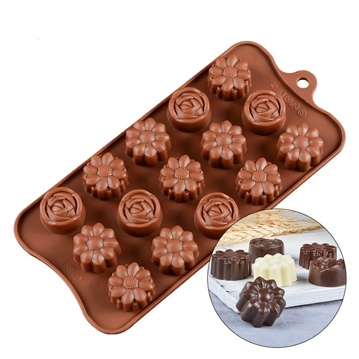 3D Chocolate Mold Silicone Chocolates Molds for Baking Nonstick Jelly Pudding Sugarcraft Mould DIY Kitchen Bakeware