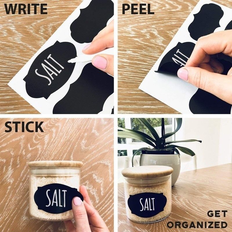 50pcs/Sets Jars Labels Erasable Chalkboard Labels Waterproof Spice Sticker Craft Kitchen Blackboard Sticker Bottles Tag with Pen