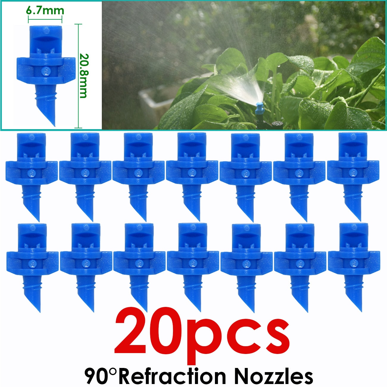 KESLA 20PCS 90/180/360 Degree Refraction Nozzle Sprinkler Head Thread Connection Garden Irrigation Mist Sprayer for Greenhouse