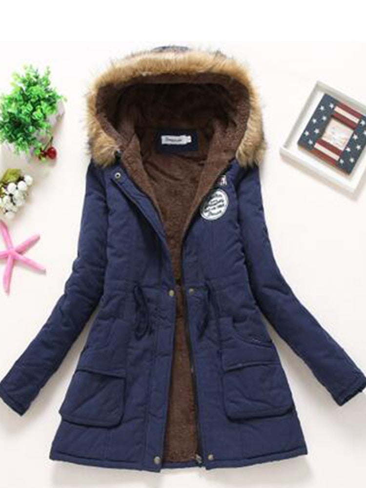 Winter military style coat / hooded jacket medium-long casual parka thickness  XXXL quilt snow outwear