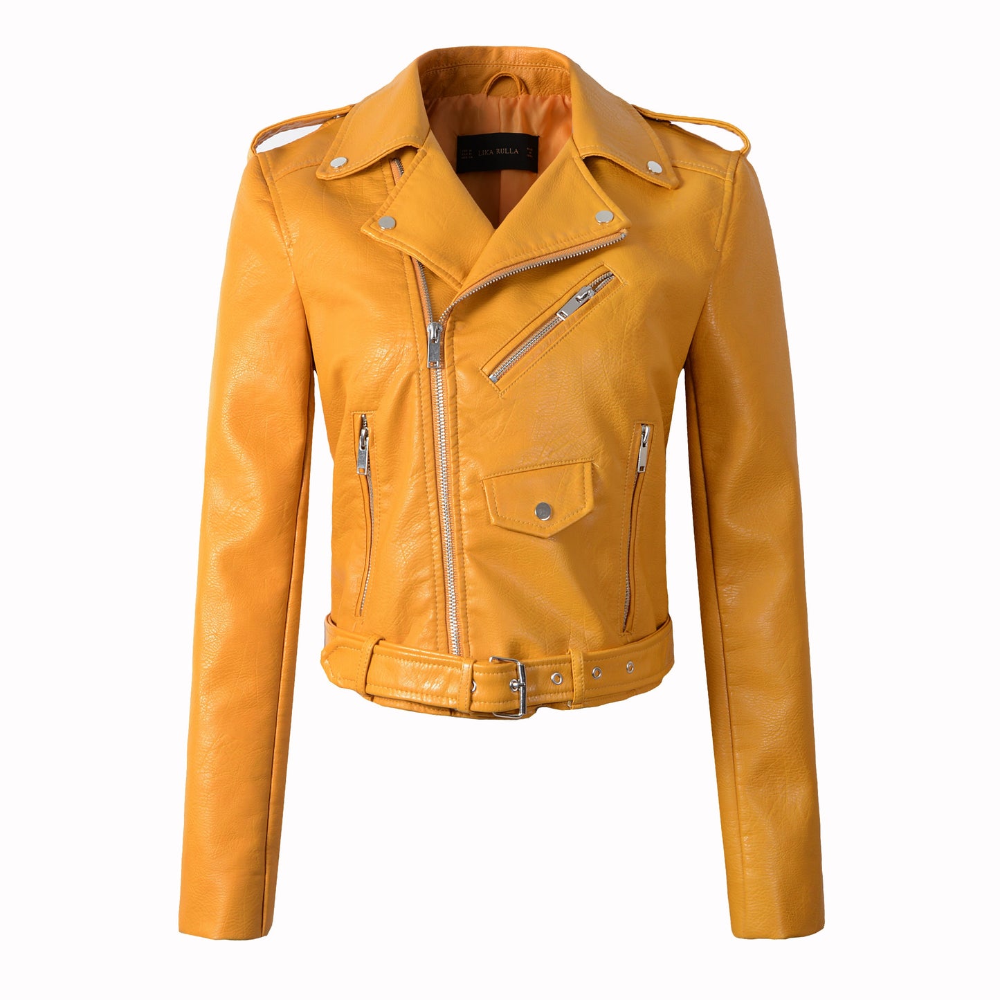 Motorcycle leather jacket women leather coat  slim PU jacket Leather