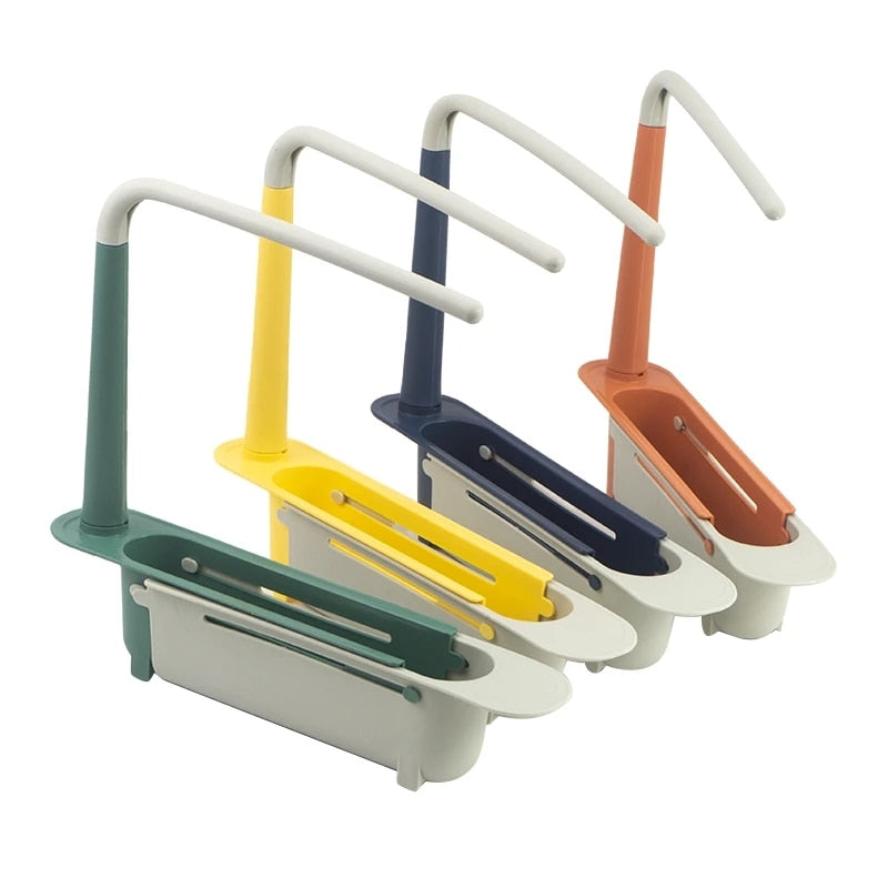 Telescopic Sink Drain Rack Soap Sponge Holder Organizer Sink Shelf Hanger Expandable Storage Basket Kitchen Tool