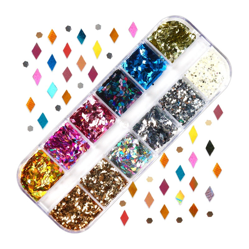 Fluorescence Butterfly Heart Fruits Various Shapes Nail Art Glitter Flakes 3D Colourful Sequins Polish Manicure Nail Decoration