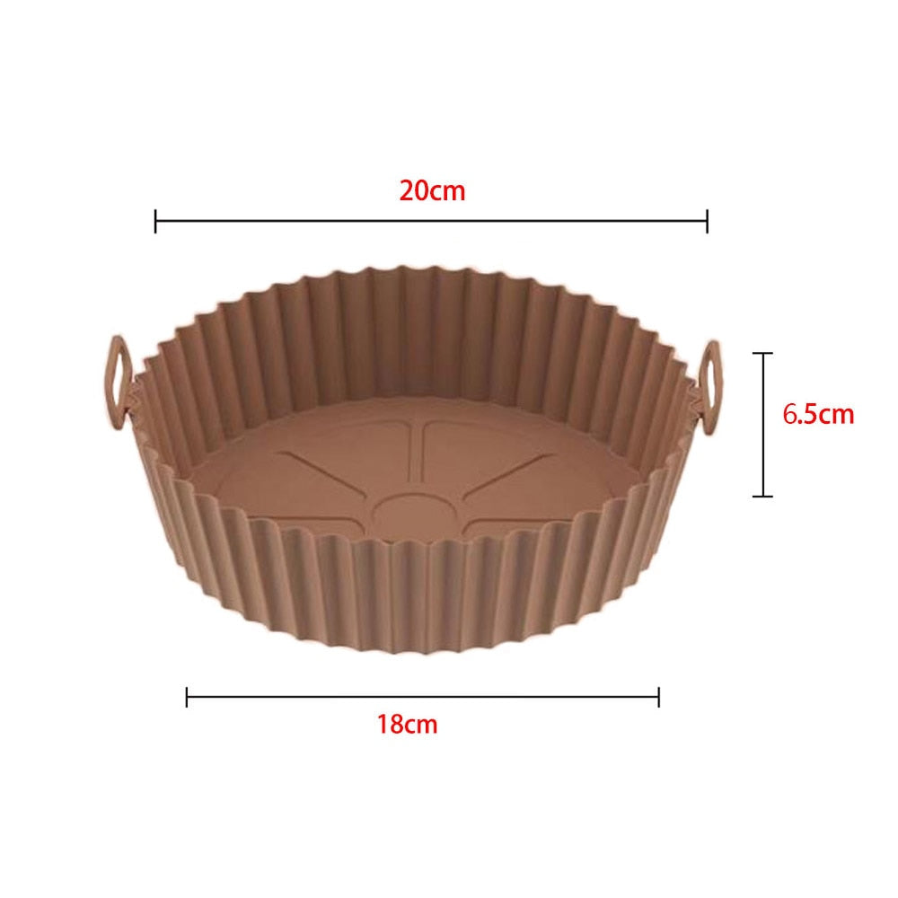 Round silicone Air Fryers Oven Baking Tray Fried Chicken Basket Mat Air Fryer Silicone Pot Grill Pan Kitchen Accessories