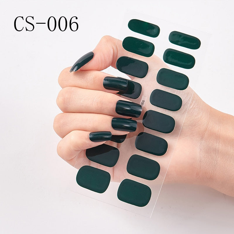 16pcs/sheet Glitter Gradient Color Nail Stickers Nail Wraps Full Cover Nail Polish Sticker DIY Self-Adhesive Nail Art Decoration