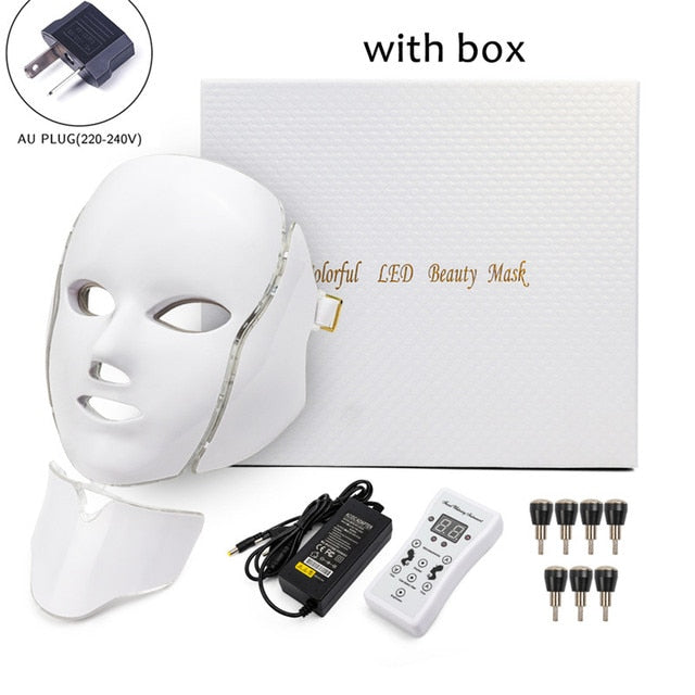 7 Colors Light Led Facial Mask Red Light Therapy Beauty Device with Neck Skin Rejuvenation Skin Care Anti Acne Whitening Machine