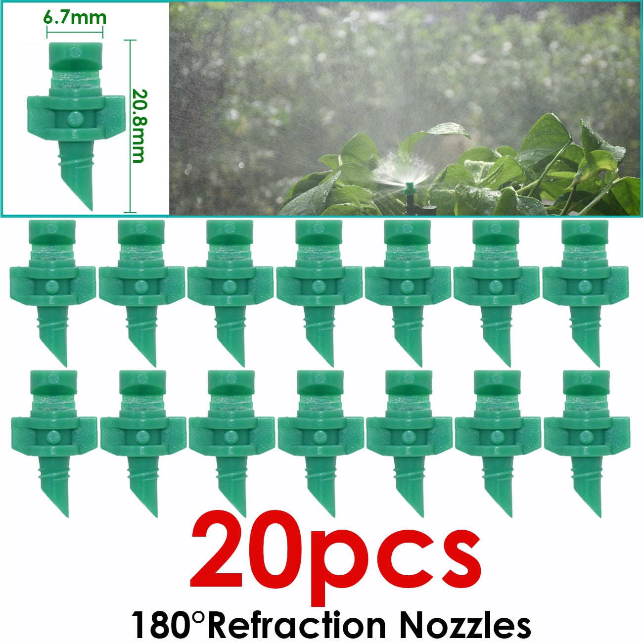 KESLA 20PCS 90/180/360 Degree Refraction Nozzle Sprinkler Head Thread Connection Garden Irrigation Mist Sprayer for Greenhouse