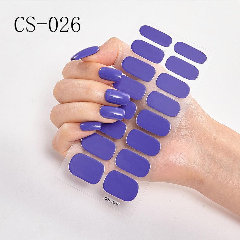 16pcs/sheet Glitter Gradient Color Nail Stickers Nail Wraps Full Cover Nail Polish Sticker DIY Self-Adhesive Nail Art Decoration