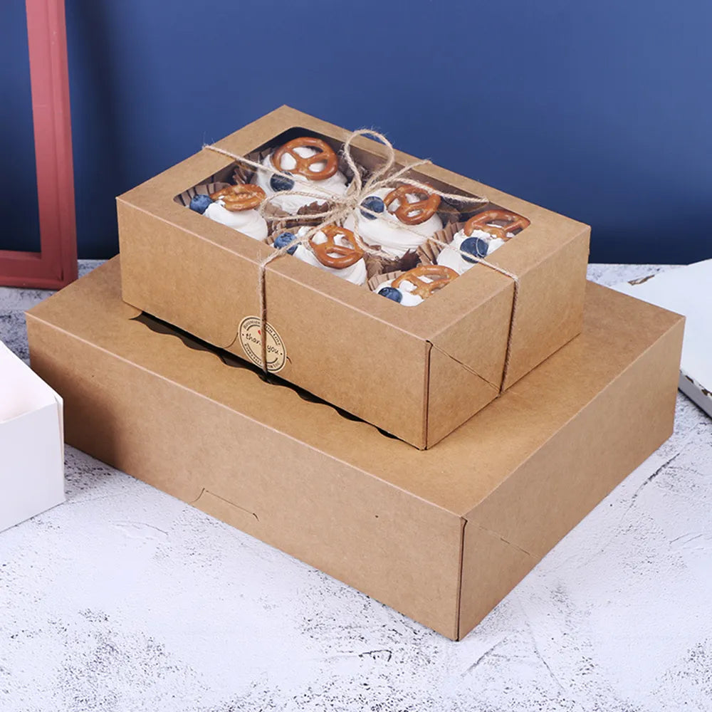 Portable Cardboard Cupcake Boxes And Packaging Cup Cake Box With Window Container Muffin Box With Insert