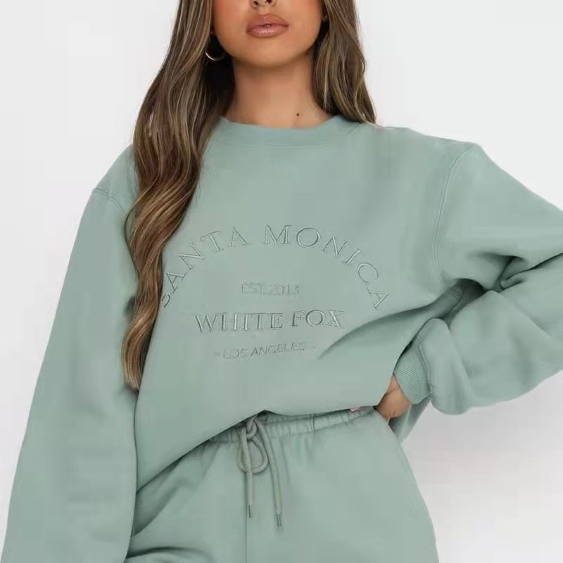 Embroidery Letter White Vintage American Oversized Sweatshirt Women Streetwear New Long Sleeve Casual Girl Tops Winter