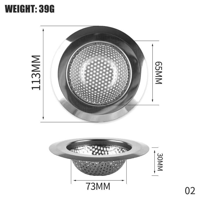 1PCS Kitchen Sink Filter Stainless Steel Mesh Sink Strainer Filter Bathroom Sink Strainer Drain Hole Filter Trap Waste Screen