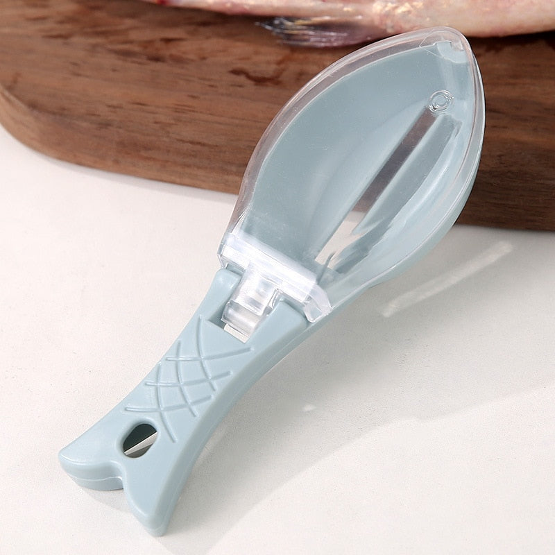 Fish Scales Graters Scraper Fish Cleaning Tool Scraping Scales Device with Cover Home Kitchen Cooking Fish Tool Kitchen Tools