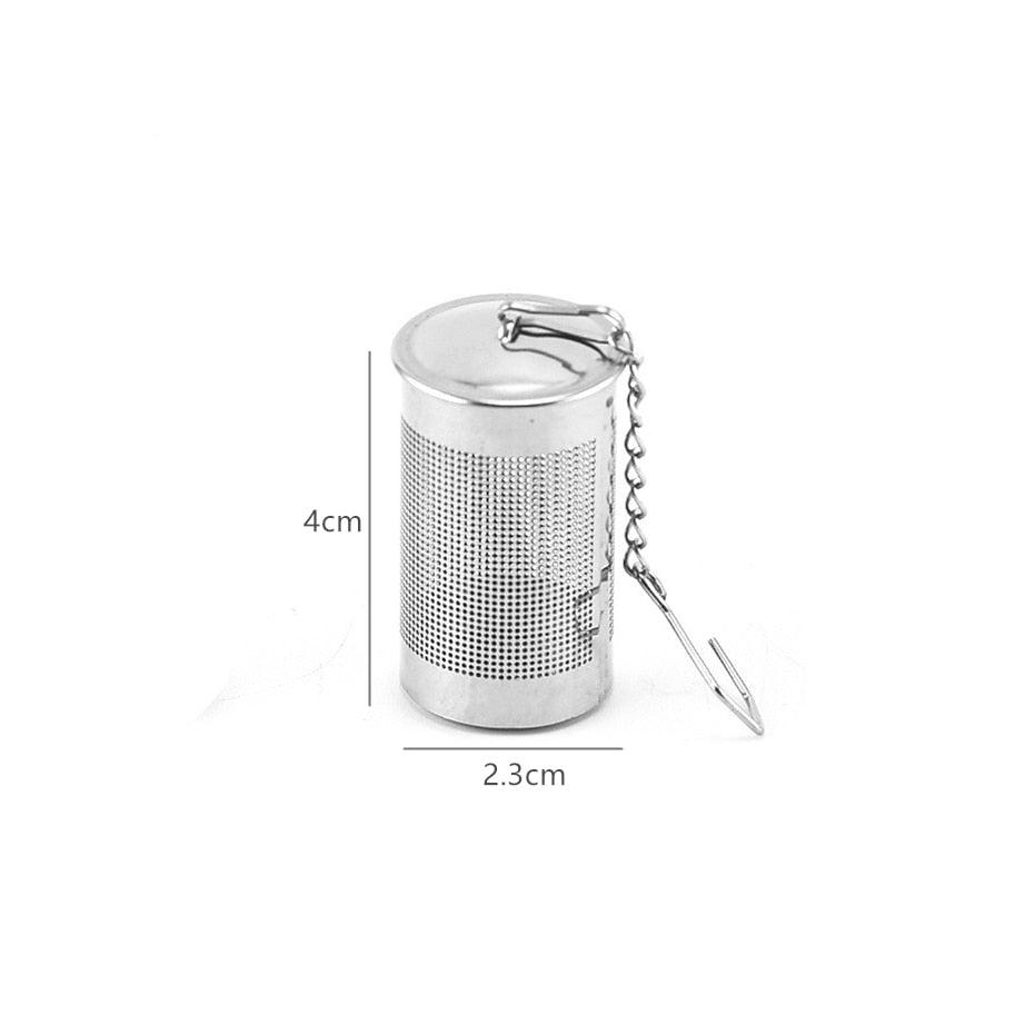 1PC Cylindrical Stainless Steel Tea Leaf Infuser Strainer Spice Herbal Teapot Reusable Mesh Filter Home Kitchen Accessories