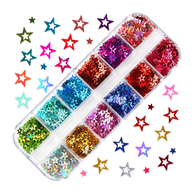 Fluorescence Butterfly Heart Fruits Various Shapes Nail Art Glitter Flakes 3D Colourful Sequins Polish Manicure Nail Decoration