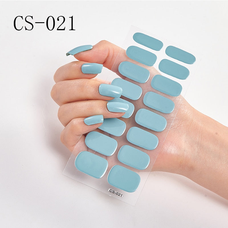 16pcs/sheet Glitter Gradient Color Nail Stickers Nail Wraps Full Cover Nail Polish Sticker DIY Self-Adhesive Nail Art Decoration