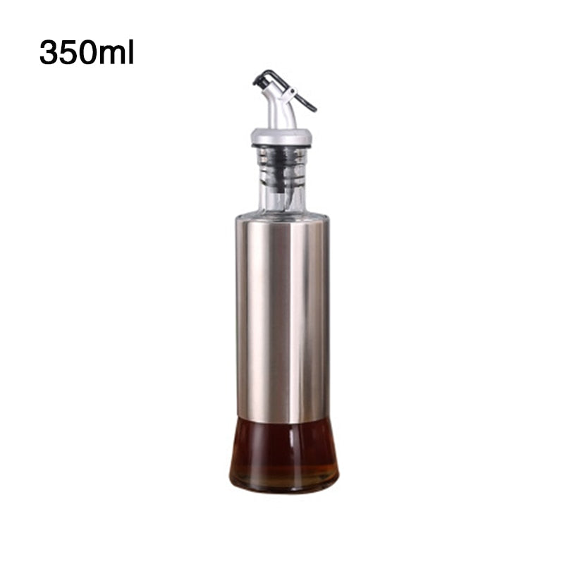 Kitchen Glass Oil Bottle Stainless Steel Leak-proof Soy Sauce Vinegar Cruet Storage Dispenser Useful Kitchen Tools