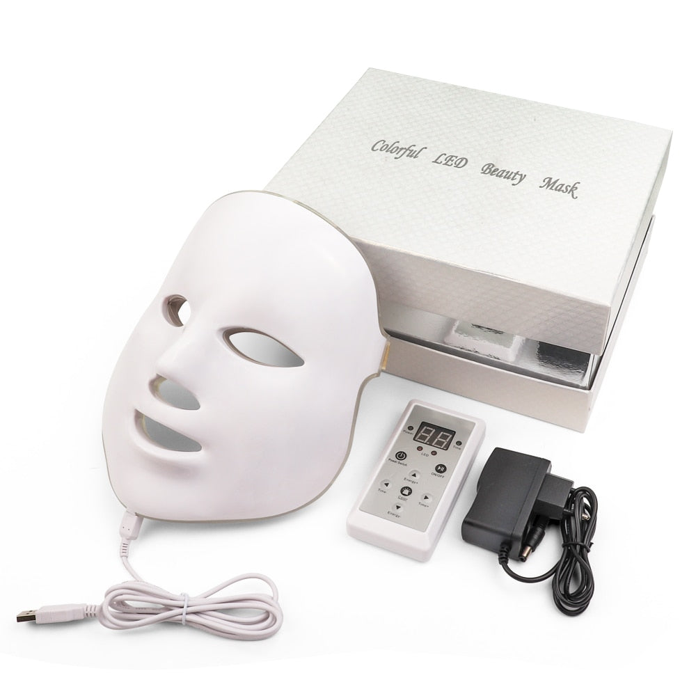 7 Colors Light Led Facial Mask Red Light Therapy Beauty Device with Neck Skin Rejuvenation Skin Care Anti Acne Whitening Machine