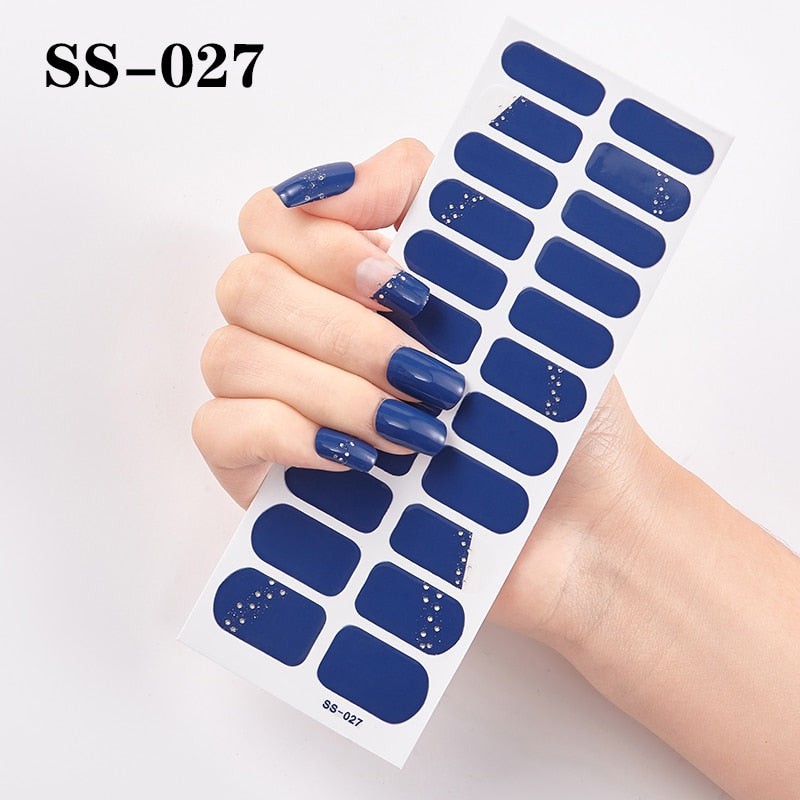 1 Sheet Nail Art Full Cover Adhesive Polish Foils Waterproof Pure Color Tips DIY 3D Decals Environmental Stickers for Women Gift