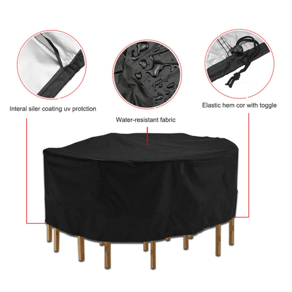 Outdoor Garden Furniture Cover Round Table Chair Set Waterproof Oxford Wicker Sofa Protection Patio Rain Snow Dustproof Covers