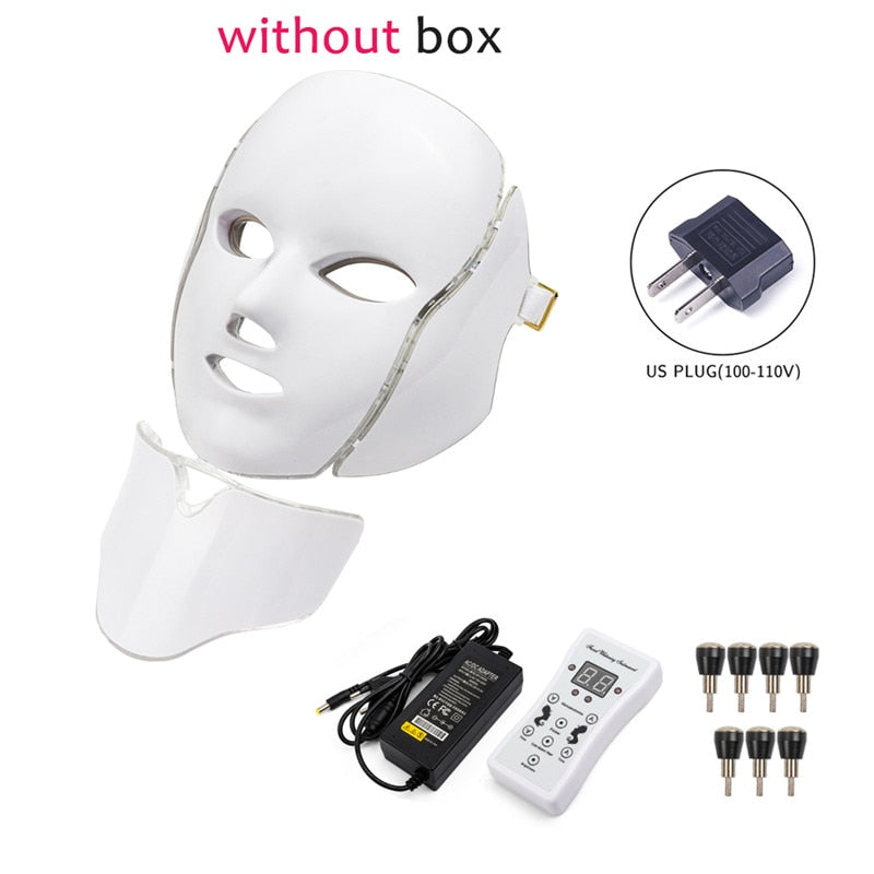 7 Color Led Facial Light Face Mask With Neck Skin Rejuvenation Tighten Anti Acne Wrinkle Beauty Treatment Korean Photon Spa Home