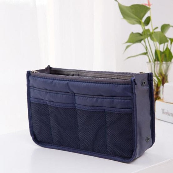 Nylon Cosmetic Bags For Women Tote Insert Double Zipper Makeup Bag Toiletries Storage Bag Girl Outdoors Travel Make Up Organizer