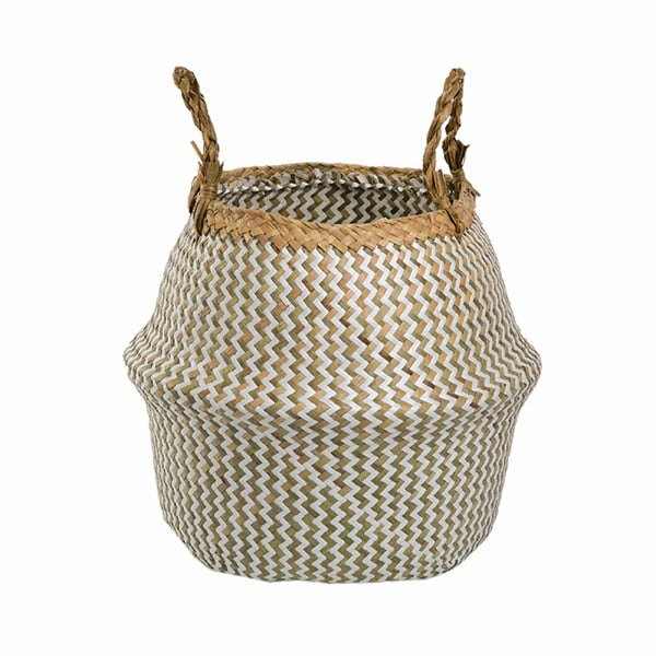 Foldable Wicker Basket Planter Rattan Woven Basket Handmade Seagrass Laundry Storage Basket Home Decor Kitchen Organizer