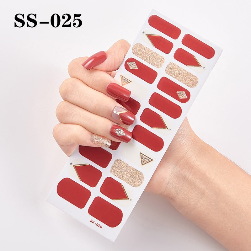 1 Sheet Nail Art Full Cover Adhesive Polish Foils Waterproof Pure Color Tips DIY 3D Decals Environmental Stickers for Women Gift