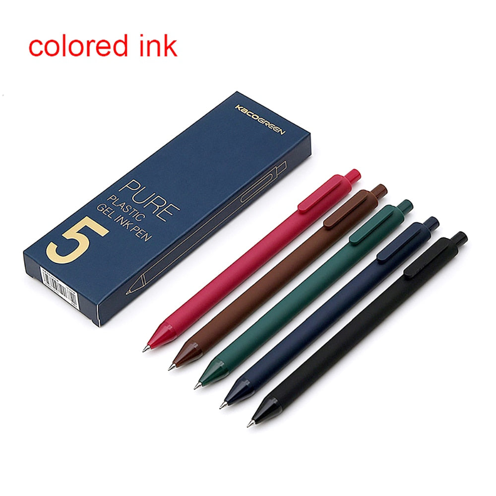 5pcs/box Kaco Cute Retractable Gel Pens Vintage Pen Extra Fine 0.5mm Kawaii Pen Stationery for Kids School Office Supplies