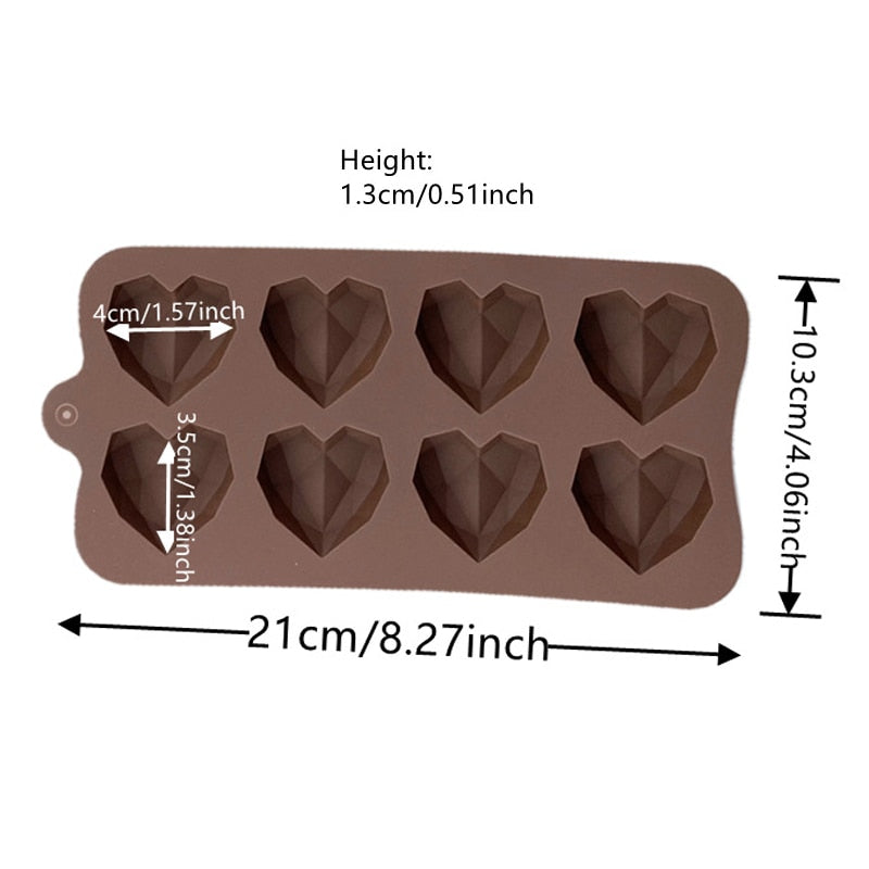 Diamond Heart Silicone Chocolate Mold DIY Cake Accessories Molds Kitchen Ice Cubes Biscuit Pastry Manual Baking Mould