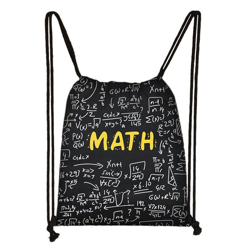 Magic Cube Print Drawstring Bag Cubo Magico Storage Bags for Travel  Math Formula Boys Girl School Backpack Kids Daypack Bookbag