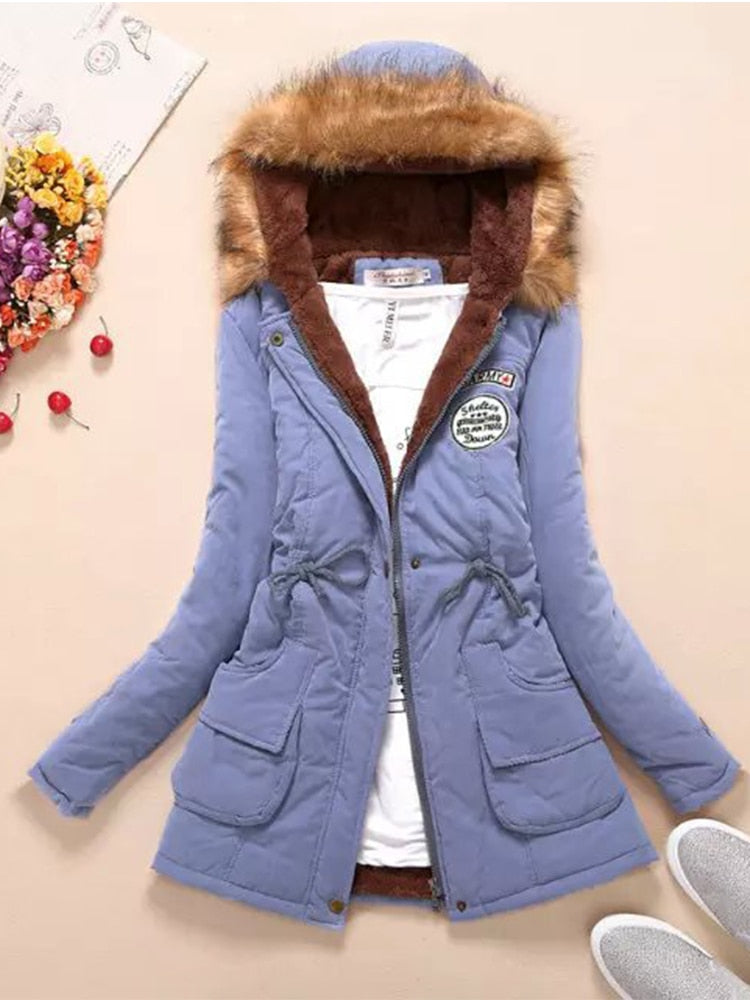 Winter military style coat / hooded jacket medium-long casual parka thickness  XXXL quilt snow outwear