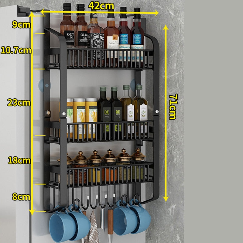 Refrigerator Side Storage Rack Fridge Shelf Cupboard Organizer Kitchen Cabinet Space Saving Refrigerator Hanging Storage Rack