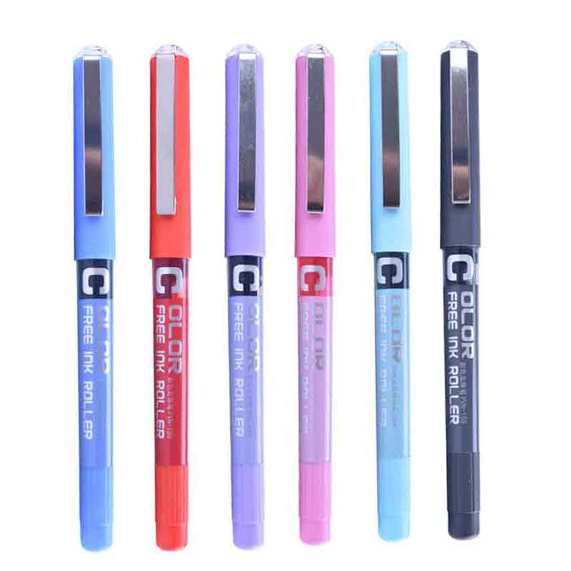 6/7pcs/set 0.5mm Roller Pen Black/Red/blue Color ink Straight Liquid Rollerball Gel Pen for School Office Stationery Kawaii