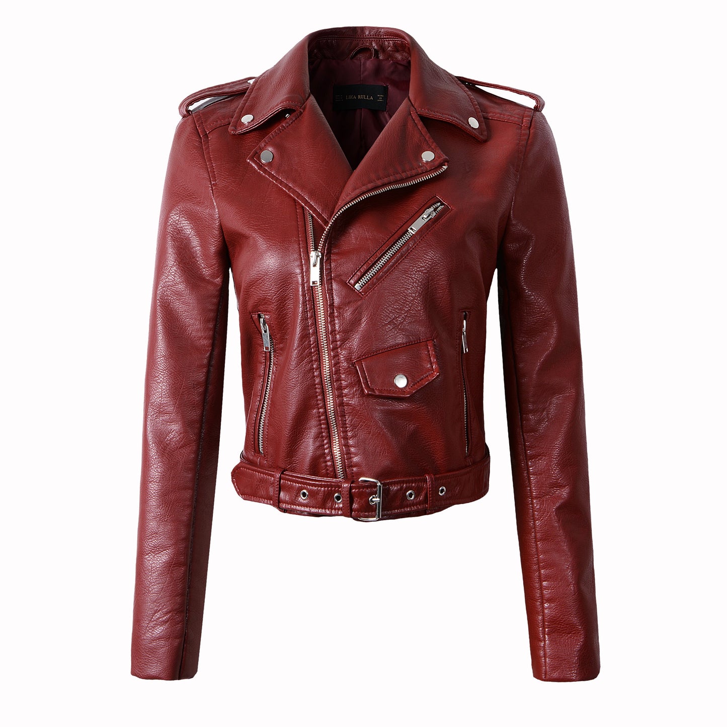 Motorcycle leather jacket women leather coat  slim PU jacket Leather