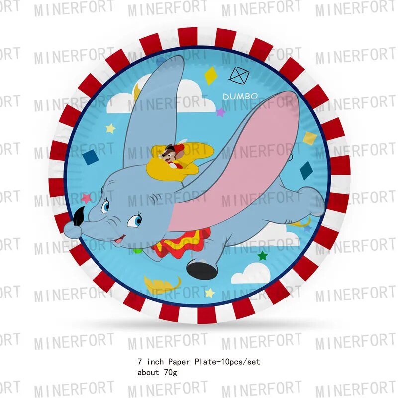 Dumbo Theme Birthday Party Decoration Supplies Tableware Paper Cups Plates Napkins Tablecloth Balloons Baby Shower Kids Favors