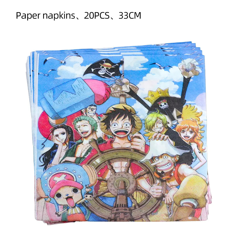 One Piece Birthday Party Event Supplies Anime Figure Luffy Ace Paper Cup Plate Napkin Baby Shower Festival DIY Party Decorations