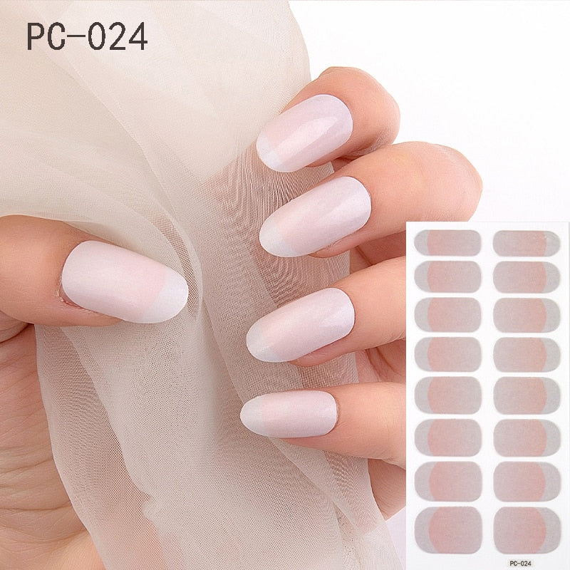 1 Sheet Nail Art Full Cover Adhesive Polish Foils Waterproof Pure Color Tips DIY 3D Decals Environmental Stickers for Women Gift